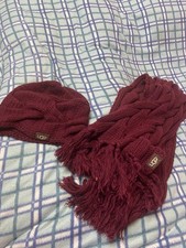 UGG Burgundy Hat And Scarf