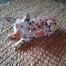 Vintage Large Famille Rose Floral Chinese Porcelain Pig Ornament 32cm