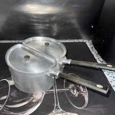 Crown Merton England - Vintage Aluminium Double Pot Set, Single Hob