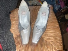 vintage Renata ladies grey/silver italian leather court shoes size 4.5 EU 37.5