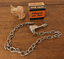 NOS Lucas "Gem Lock" Cycle Chain Lock, 1940s, New In Box