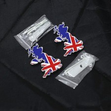 2x Glossy UK Map Flag Metal