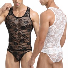 Mens Sexy Lingerie Lace Sheer
