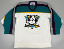 Vintage Anaheim Mighty Ducks Ice Hockey Jersey CCM Size Boys L