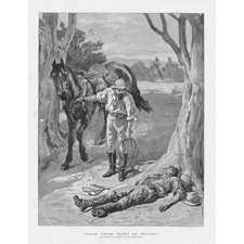 Dead From Want of Water Scene from Bush Life in Australia - Antique Print 1889