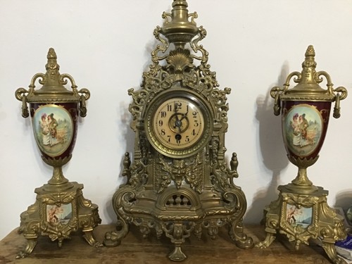 Vintage gilt clock and - gilt,