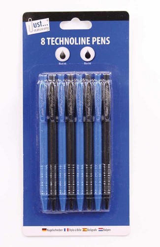 Pack technoline pens black - 8,