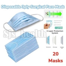 20 x PPE Disposable Masks 3ply