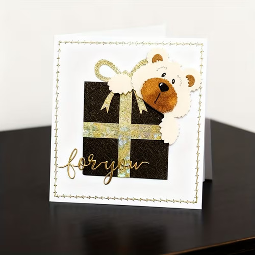 Teddy bear wrapped gift - teddy, bear,