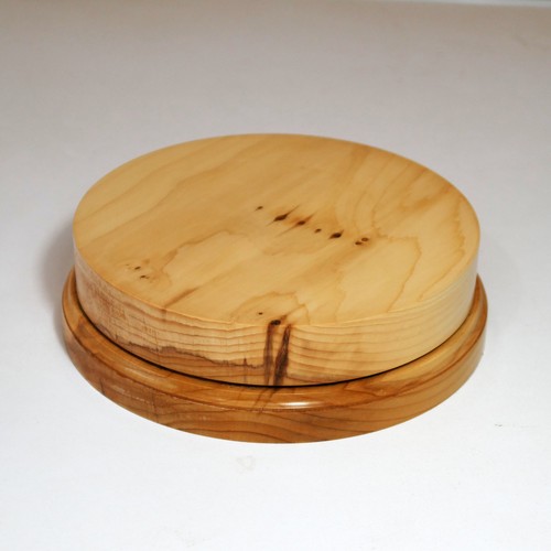Yew wood round display plinth - display,