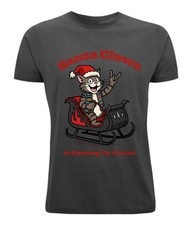 Santa Claws Is Coming To Town T-Shirt Christmas Cat T-shirt Mens