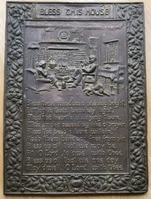 Vintage "Peerage" Brass Embossed Hanging Wall Plaque - Bless This House