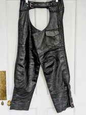 Real Leather Biker Chaps Black