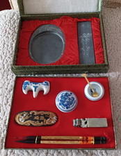 Chinese calligraphy set  with silk like fabric presentation gift box