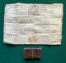 Antique Catholic Reliquary Signed Document Bartho Bishop of Porphyr Italy 1818