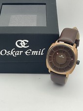 Oskar Emil Classic INDUS Mens Quality Stainless Steel Watch Brown Leather Strap