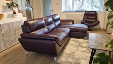 Furniture Village Salvador Aubergine Leather Corner Chaise Sofa right hand
