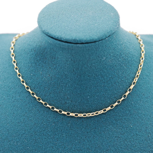 9ct gold oval belcher - gold,