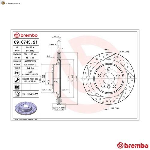 Brake discs c743 21 for - 2x, 09.c743.21
