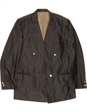 DAMIANI Womens Double Breasted Blazer Jacket IT 56 3XL Grey Chevron Silk DI21