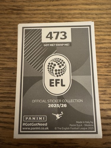 Panini efl 2025 stickers - 2025/26,