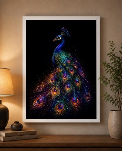 Peacock with luminous jewel - peacock,