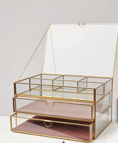 Transparent glass jewelry box - transparent,