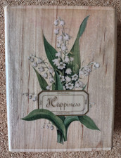 LARGE ANNA GRIFFIN LILY OF THE VALLEY ‘HAPPINESS’ WOODEN RUBBER STAMP #580J22