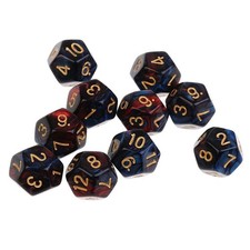 10pcs 12 Sided Dice D12 Polyhedral Dice for Game Blue Red Blue