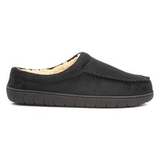 The Slipper Company Mens Slippers Black Adults Mule Fleece Lining Slip On Owen