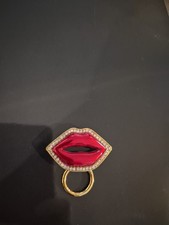 Vintage Butler and Wilson Crystal Lip Shape Glasses Holder Brooch