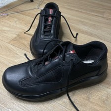 Prada America's Cup Sneakers Linea Rossa Black Leather Mesh Womens siz 7.5US