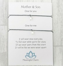 Family Wish Bracelet Sets Duo Long Distance Poem Message Gift Mum Dad Nan Sister