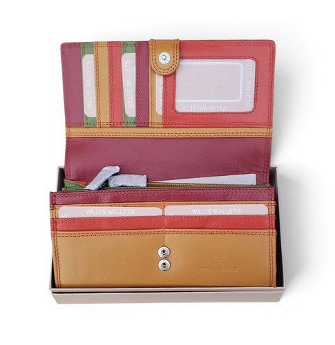 Elegant red leather purse with - elegant,