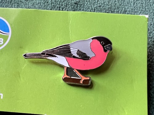 Rspb pin badge bullfinch new - rspb, bullfinch,