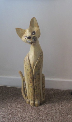 Large wooden cat ornament - large,