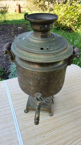 Antique russian brass samovar - antique,