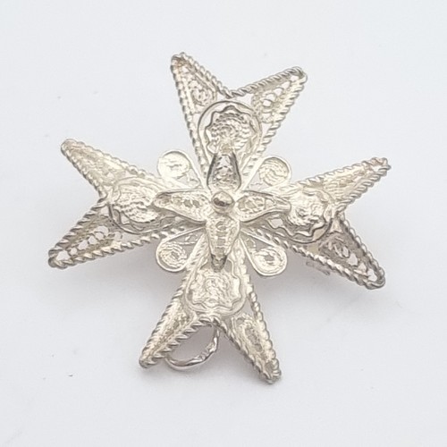 Silver filigree maltese cross - silver,