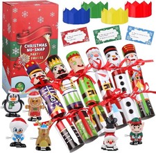 DERAYEE 6 Pack Christmas Crackers Christmas Wind Up Toys and Party Hats for Kids