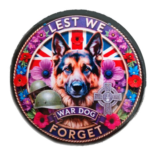 War dog printed 44mm button - dog,
