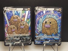 Diglett & Dugtrio CUSTOM Stained Glass Holo Cards -Display Only