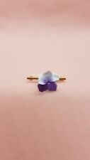 VINTAGE AYNSLEY HAND finished CHINA VIOLA flower brooch on gold tone metal bar