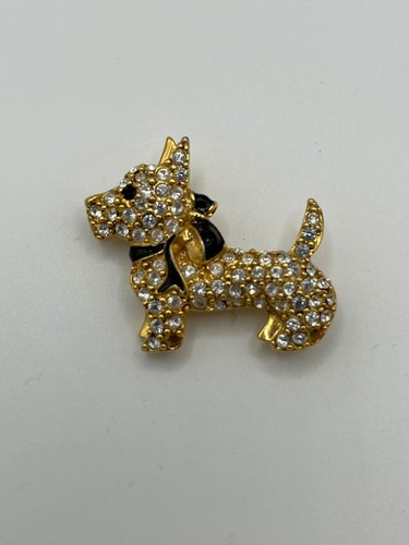 Monet scotty dog brooch gold - brooch,