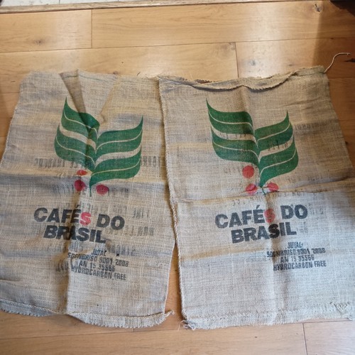 Two used coffee hessian - coffee, jute