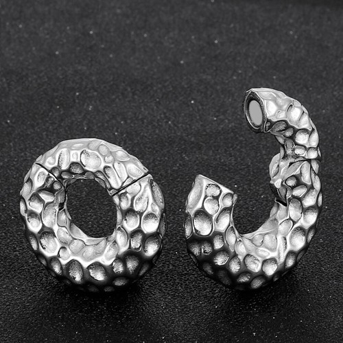 Hammered ear weight silver - ear,