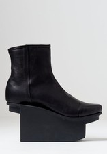 Trippen Black Leather Platform Wedge Ankle Boots 39 (8.5) BNIB