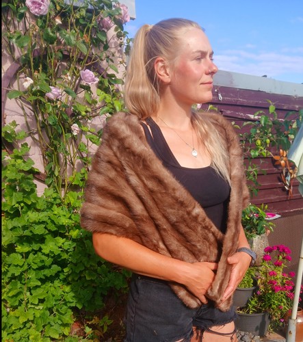 Vintage plush mink fur wrap - plush,