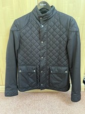Belstaff Quilted Men’s Jacket Medium Black Zip Up And Button Machine Washable