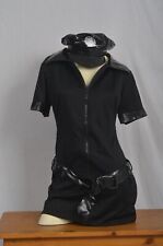 PVC Officer Dress Hat Belt Cop Sexy Leg Avenue Costume M/L UK 12 Hat Dress