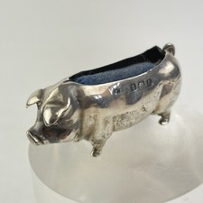 Antique Solid Silver Pig Pin Cushion Levi & Salaman C1905 4.7cm